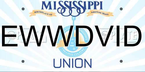 EWWDVID Mississippi License Plate