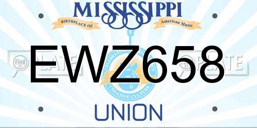 EWZ658 Mississippi License Plate