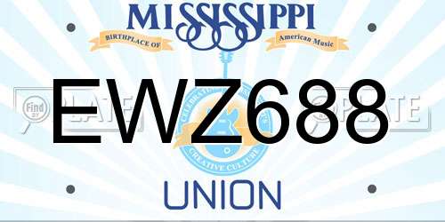 EWZ688 Mississippi License Plate
