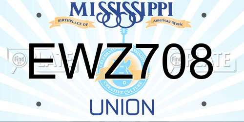 EWZ708 Mississippi License Plate