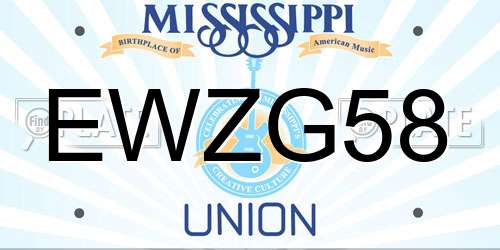 EWZG58 Mississippi License Plate