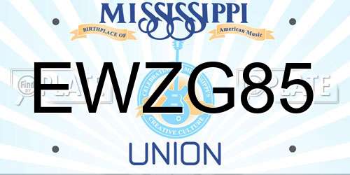 EWZG85 Mississippi License Plate