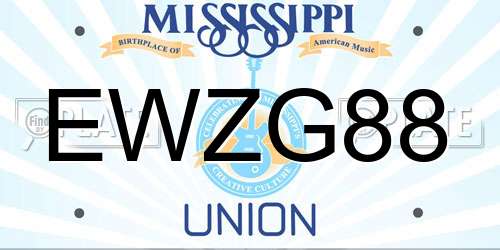 EWZG88 Mississippi License Plate