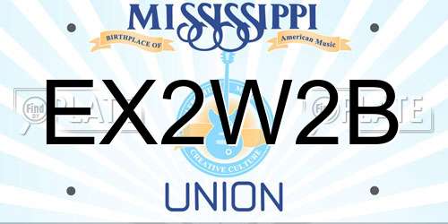 EX2W2B Mississippi License Plate