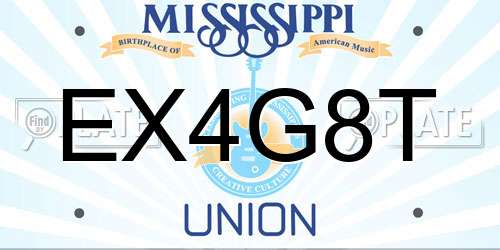 EX4G8T Mississippi License Plate