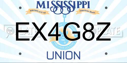 EX4G8Z Mississippi License Plate