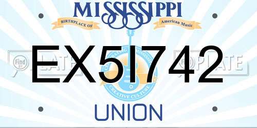 EX5I742 Mississippi License Plate