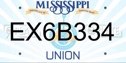 EX6B334 Mississippi License Plate