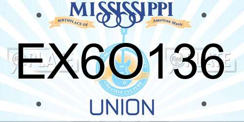 EX6O136 Mississippi License Plate