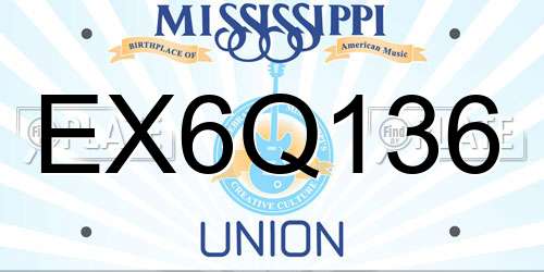 EX6Q136 Mississippi License Plate