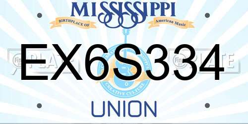 EX6S334 Mississippi License Plate