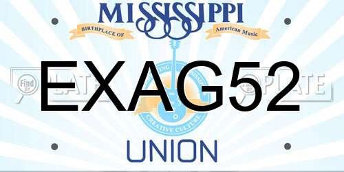 EXAG52 Mississippi License Plate