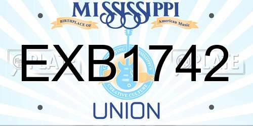 EXB1742 Mississippi License Plate