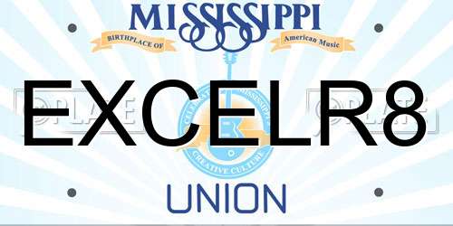 EXCELR8 Mississippi License Plate