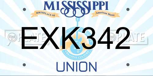 EXK342 Mississippi License Plate