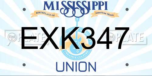 EXK347 Mississippi License Plate