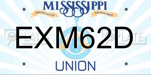 EXM62D Mississippi License Plate