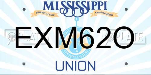 EXM62O Mississippi License Plate