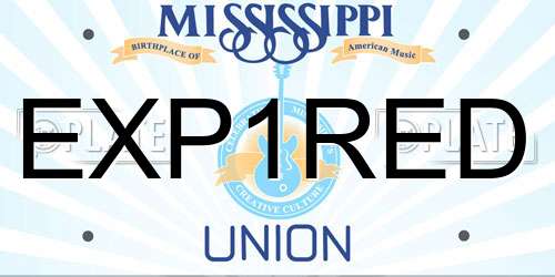 EXP1RED Mississippi License Plate