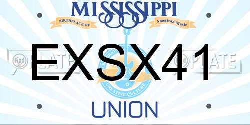 EXSX41 Mississippi License Plate