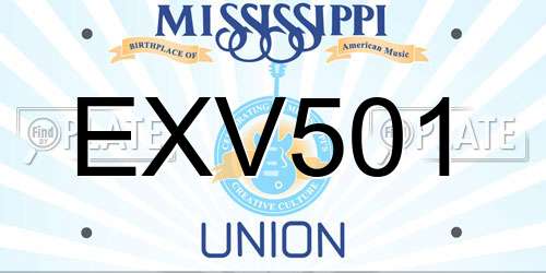 EXV501 Mississippi License Plate