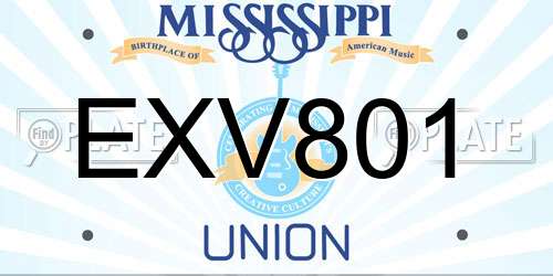 EXV801 Mississippi License Plate