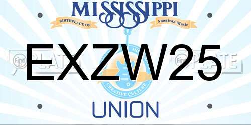 EXZW25 Mississippi License Plate
