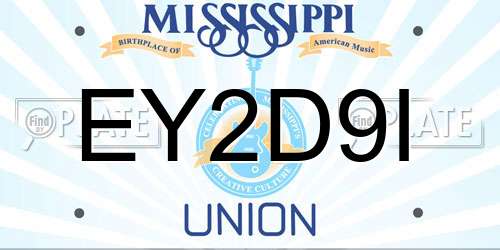 EY2D9I Mississippi License Plate
