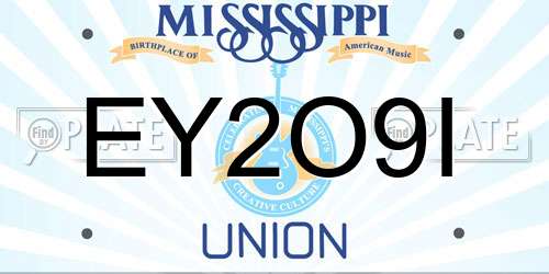 EY2O9I Mississippi License Plate