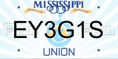EY3G1S Mississippi License Plate