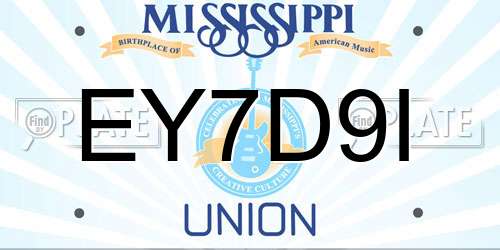 EY7D9I Mississippi License Plate