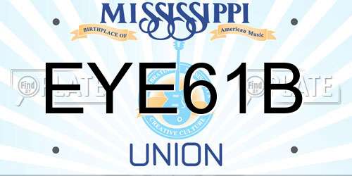 EYE61B Mississippi License Plate