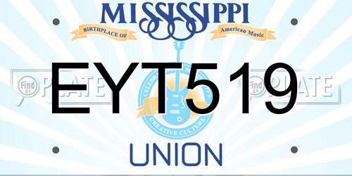 EYT519 Mississippi License Plate