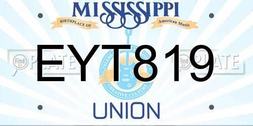 EYT819 Mississippi License Plate