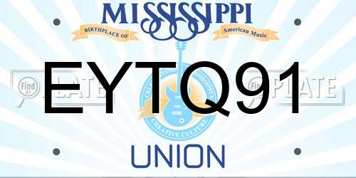 EYTQ91 Mississippi License Plate