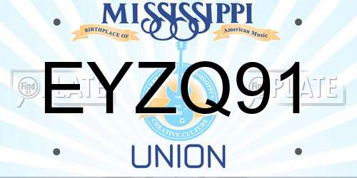 EYZQ91 Mississippi License Plate