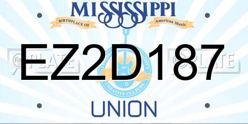 EZ2D187 Mississippi License Plate