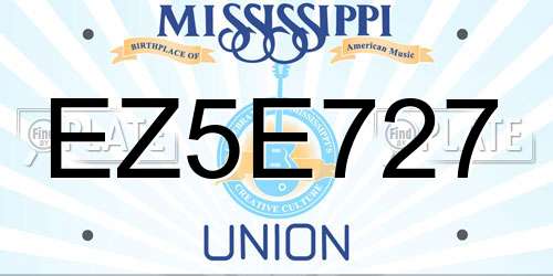EZ5E727 Mississippi License Plate