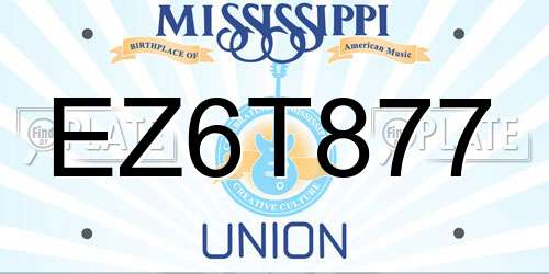 EZ6T877 Mississippi License Plate