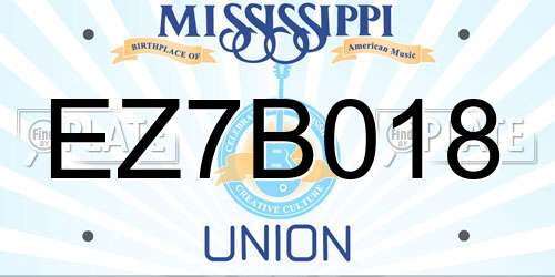 EZ7B018 Mississippi License Plate