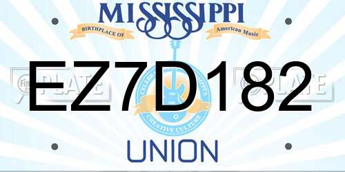 EZ7D182 Mississippi License Plate