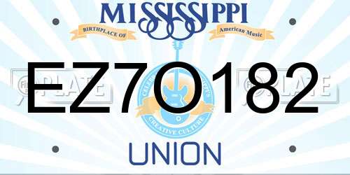 EZ7O182 Mississippi License Plate