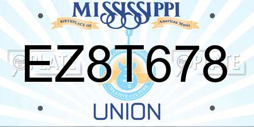 EZ8T678 Mississippi License Plate