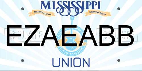 EZAEABB Mississippi License Plate