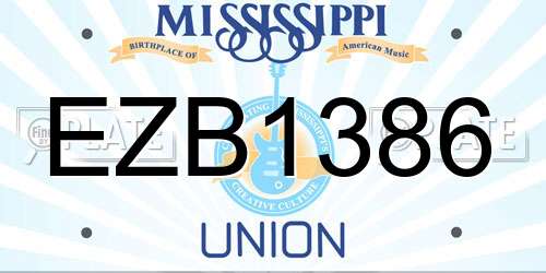 EZB1386 Mississippi License Plate