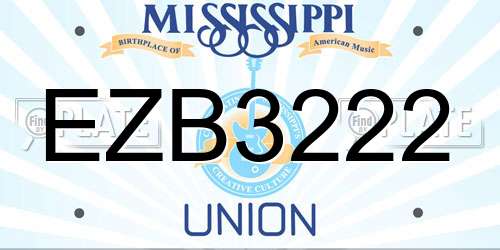 EZB3222 Mississippi License Plate