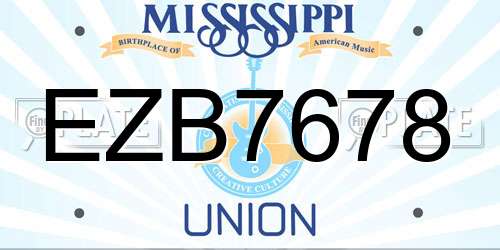 EZB7678 Mississippi License Plate