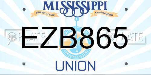 EZB865 Mississippi License Plate