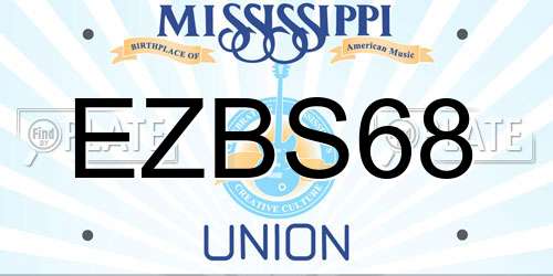 EZBS68 Mississippi License Plate