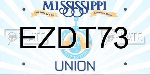 EZDT73 Mississippi License Plate